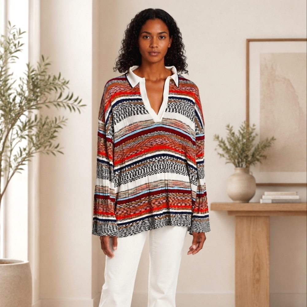 NWT$1,390 Missoni Oversized Pull Over Long Sleeve V-Neck Sweater Top Sz Small
